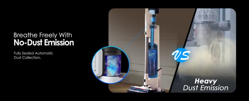 Tineco Pure ONE Station 5 Cordless Smart Vacuum with 2.5L Auto Dust Base, Full-Path Self-Cleaning, 175W Suction, ZeroTangle Tech, iLoop Smart Sensor, Suitbale for Hard Floor & Carpet