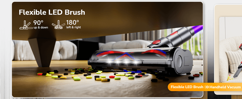 Cordless Vacuum Cleaner, 550W 48Kpa 70 Mins Vacuum Cleaners for Home, Self-Standing Stick Vacuum with Touch Screen, Wall Dock, Anti-Tangle Rechargeable Vacuum for Pet Hair Carpet Hardwood Floor