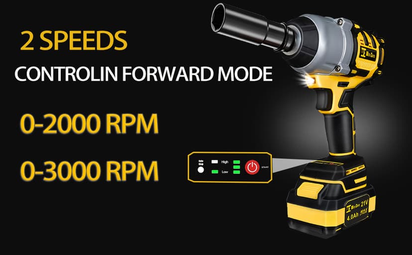 1/2 inch Cordless Impact Wrench,650Ft-lbs (800N.m) Brushless Power Impact Driver,3000RPM High Torque Impact Gun,2x 4.0 Battery, 5 Sockets,8 Drill,6 Screws for Home Car Tires Truck Mower