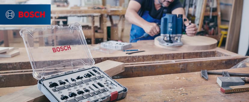 BOSCH RBS015MBS 15-Piece (Universally Compatible Accessory) Carbide-Tipped Wood Router Bit Assorted Set