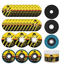 26 Packs Angle Grinder Cutting Flap Grinding Disc Wheel 4 1/2in Inches - 20 Packs 4.5"x1/4"x7/8" Cut off Wheels,3 Packs 4.5"x7/8" 60 Grit Flap Discs, 3 Packs 4.5"x1/25"x7/8" Grinding Wheels