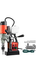 VEVOR Magnetic Drill, 1100W 1.57" Boring Diameter, 2697lbf/12000N Portable Electric Mag Drill Press with 12 Drilling Bits, 580 RPM Max Speed Drilling Machine for any Surface and Home Improvement