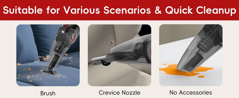 whall Handheld Cordless Car Vacuums, Wet and Dry Use 9000Pa Strong Suction Vacuums, Rechargeable Portable Vacuum Cleaner with LED, Charging Dock, Lightweight Mini Vacuum for Car, Home and Office, Red