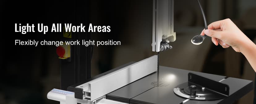 VEVOR Band Saw, 14-Inch, 480-960 RPM Continuously Viable Benchtop Bandsaw, 1100W 1-1/2HP Motor, with Optimized Work Light Workbench Stand Cabinet Assembly and Miter Gauge, for Woodworking Aluminum