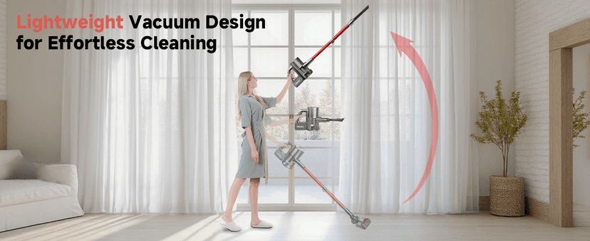 Cordless Vacuum Cleaner, 500W/40Kpa Stick Vacuum with 45Mins Runtime, Self-Standing Vacuum Cleaners for Home, Anti-Tangle, 1.5L Dust Cup, Rechargeable Vacuum for Hardwood Floor Carpet Pet Hair