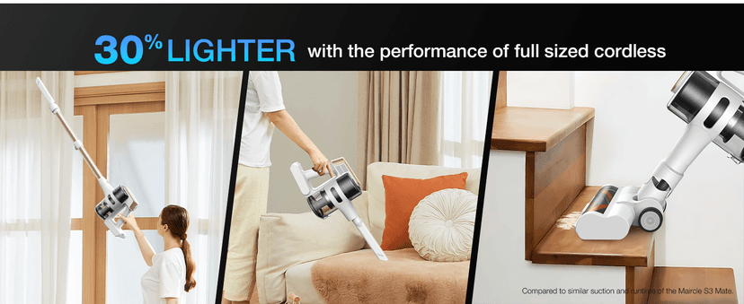 Cordless Stick Vacuum Cleaner for Home, Lightweight Rechargeable Vacuum with 55min Runtime, Powerful Suction, Green LED Headlight, 9-in-1 Pet Hair Carpet & Hardwood Floor Cleaner