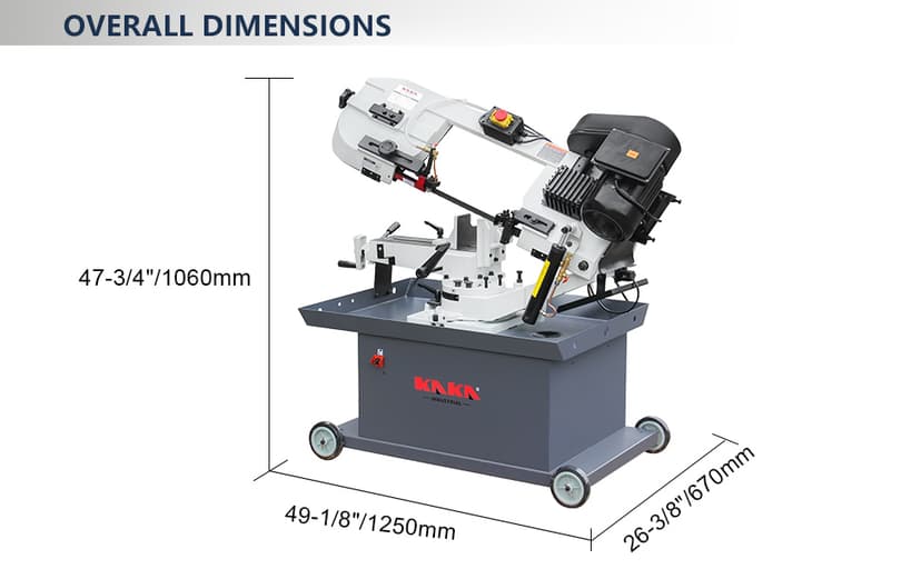 KAKA INDUSTRIAL Metal Band Saw | w/ 3 Blades Included | Horizontal Bandsaw,7 inch Round and 7 inch x 8.25 inch Rect Cut, 45-90° Swivel 1.5HP 115V/230V BS-712R