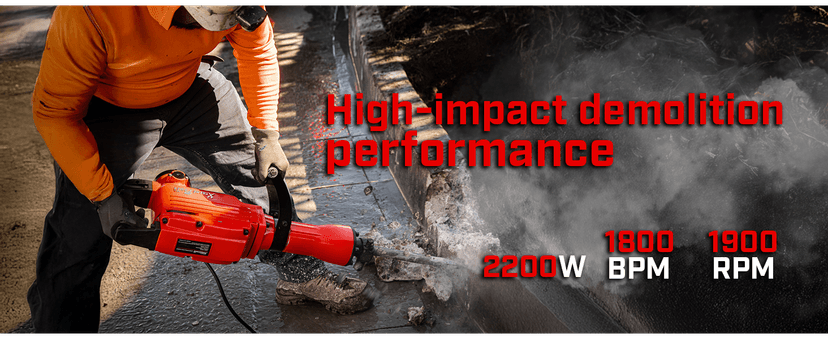 XtremepowerUS 2200W Demolition Electric Jack Hammer Power Drill Concrete Breaker Bar Point & Chisel Bits Chisel Set