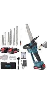 Cordless Reciprocating Saw | 21V 2000mAh * 2 Batteries, 3000RPM, 28mm Stroke Length, 4 Blades | Electric Power Reciprocating Saw for Wood/Metal/PVC Cutting