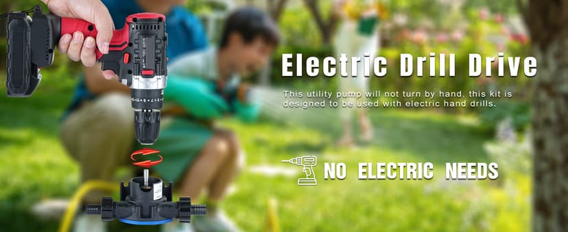 Portable Self Priming Mini Hand Drill Water Transfer Pump Kit with Suction and Discharge Hose for Water Oil Fluid Transfer