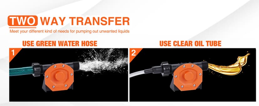 TOPWAY Self Priming Water Drill Pump Attachment with Suction and Discharge Hose, Mini Hand Power Drill Pump for Water, Oil Transfer