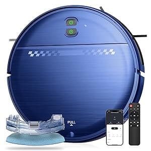 Robot Vacuum and Mop Combo, 2-in-1 Mopping Robot Vacuum Cleaner with 2300Pa Suction, 2.87'' Slim Design, Wi-Fi/App/Voice Control, 3D Obstacle Avoidance&Self-Charging for Hard Floors, Carpets, Pet Hair