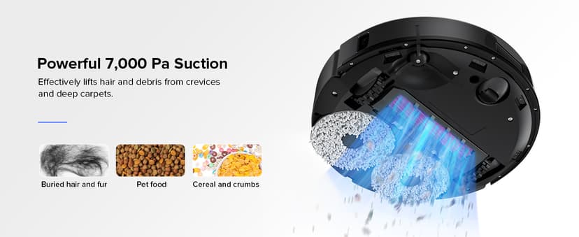 roborock Qrevo Plus Robot Vacuum and Mop with FlexiArm Design Edge Mopping, Self-Emptying, 10 mm Liftable Mops, Auto Mop Washing & Drying, Reactive Tech Obstacle Avoidance, 7,000 Pa Suction, Black