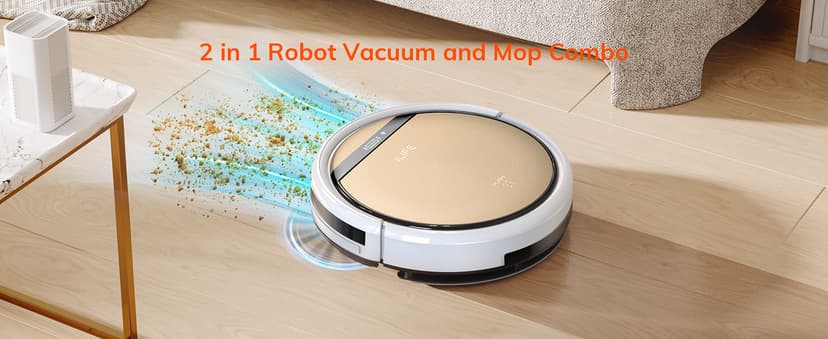 ILIFE V5s Plus Robot Vacuum and Mop Combo, Works with 2.4G WiFi, Alexa/App/Remote Control, Automatic Self-Charging Robotic Vacuum Cleaner, for Pet Hair, Hard Floor, Low Carpet (V5s Pro Upgraded)