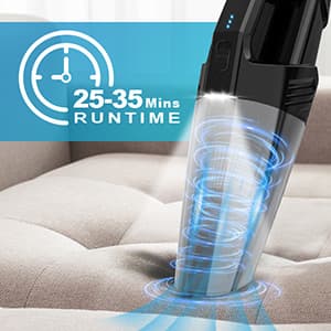 Handheld Vacuum Cordless Car Vacuum Portable with LED Light, High Power Suction, Lightweight Rechargeable Hand Vacuum, Hand Held Vacuum Cleaner for Car Home Office, Pet Hair, Black