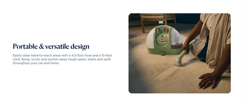 BISSELL Little Green Multi-Purpose Portable Carpet and Upholstery Cleaner, Car and Auto Detailer, with Exclusive Specialty Tools, Green, 1400B