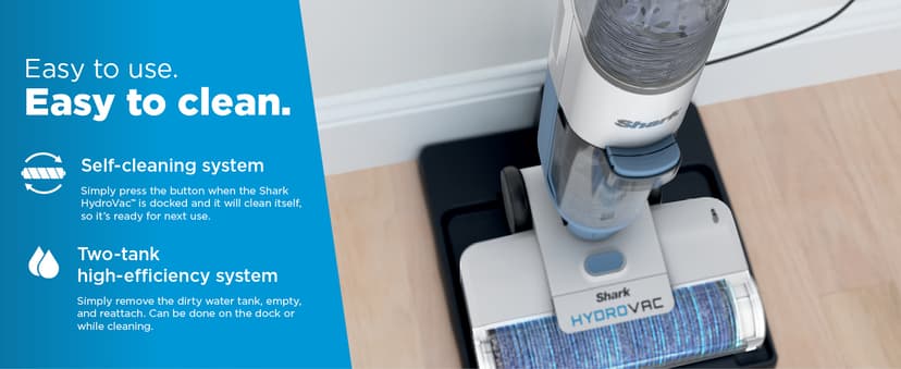 Shark WD201 HydroVac Cordless Pro XL 3-in-1 Vacuum, Mop & Self-Cleaning System with Antimicrobial Brushroll* & Solution for Multi-Surface, Hardwood, Tile, Marble & Area Rugs, Pure Water