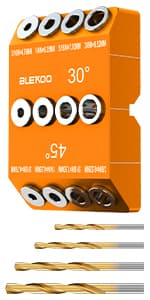 Self Centering Doweling Jig Kit, Drill Jig For Straight Holes Biscuit Joiner Set With 6 Drill Guide Bushings, Adjustable Width Drilling Guide Power Tool Accessory Jigs (Blue)