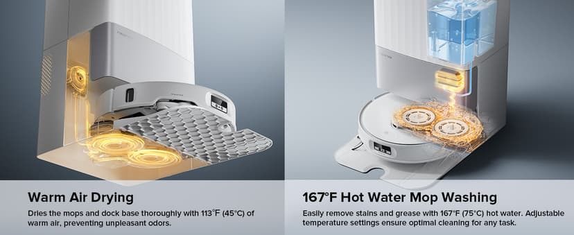 roborock Qrevo Edge Robot Vacuum and Mop, 18,500Pa Suction, Zero-Tangling, AdaptiLift Chassis, Al Obstacle Recognition, Hot Water Mop Washing & Dock Self Cleaning, Corner to Edge Deep Cleaning