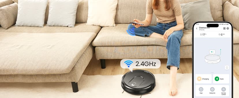 W7 Robot Vacuum and Mop Combo, 2 in 1 Mopping Robotic Vacuum Cleaner with Watertank and Dustbin, Self-Charging, Slim, Max 120mins Runtime for Hard Floor, Carpet Cleaning
