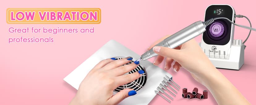 Portable Nail Drill Electric File: 40000RPM Professional Rechargeable Nail E-File Machine, Cordless Nail Drill with Bits & Base for Acrylic Nails Remove Nail Gel Polish Manicure for Salon Home, White