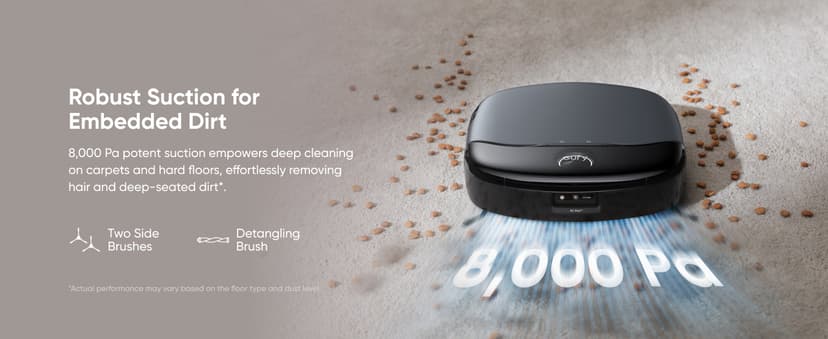 eufy S1 with All-in-One Station, HydroJet Robot Vacuum and Mop Combo, 8,000 Pa Suction, Smart Obstacle Avoidance, Multi-Level Mapping, Mop Auto-Retraction, Perfect for Pet Hair