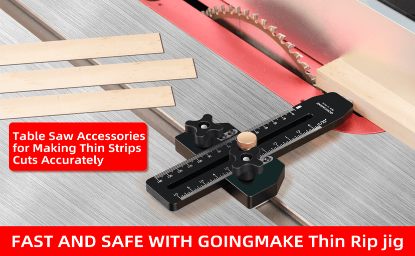 Thin Rip Jig Table Saw Jig Guide for Making Repetitive Narrow Thin Strip Cuts Woodworking Tools Fast Thin Ripping Guide for Table Saw Band Saw Router Table Fits for 3/8" x 3/4" T Slot