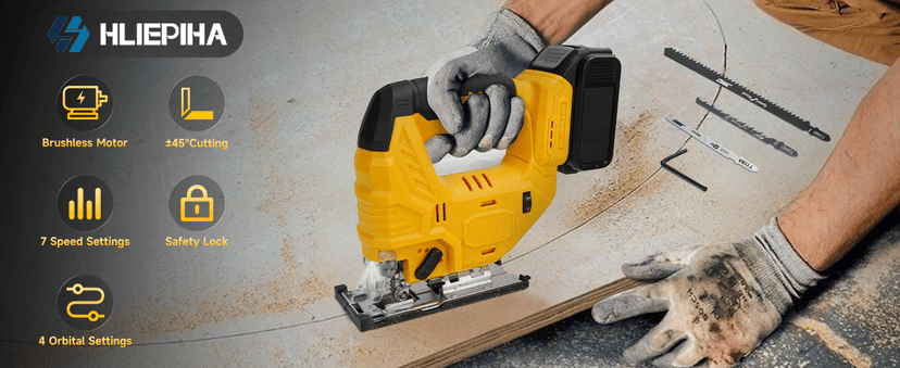 Cordless Jig Saw for Dewalt 20v Battery, Brushless Jigsaw with LED Light, 7 Variable Speed, 45° Beveled Cuts, 4 Orbital Settings, 3 Jigsaw Blades for Wood/Metal Cutting