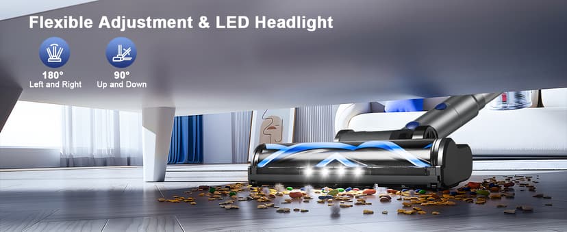 Cordless Vacuum Cleaner, Stick Vacuum Cleaners with 150AW Powerful Suction, Tangle-Free Tech for Home with LED Display for Carpet Hardwood Floor Pet Hair Car Cleaning