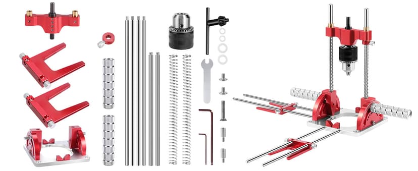 Portable Drill Guide, Multi Angle Drill Guide for Straight Holes,Adjustable Angle 0° to 60°, Heavy-Duty Self-Centering Base,Precision Drilling Jig with Chuck & Key,Chuck Clamping Range for 1/16-1/2"