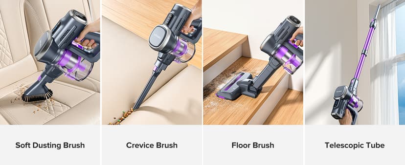 Lubluelu Cordless Vacuum Cleaner, Stick Vacuum Cordless Rechargeable with Lightweight 235W Brushless Motor, Self-Standing and Handheld Design for Carpet, Hard Floor and Pet Hair (Purple)