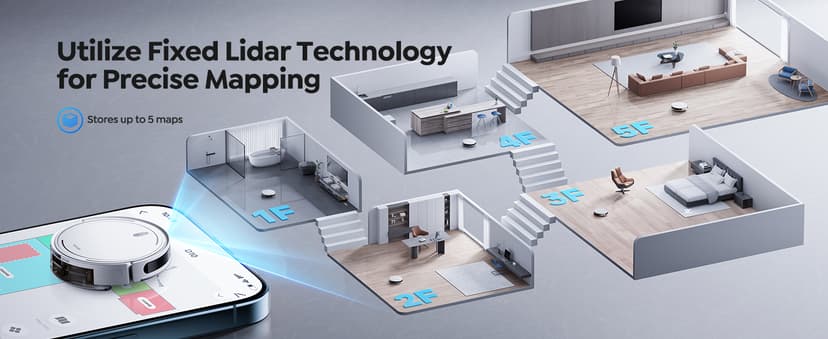 Vyzzle Robot Vacuum, 5000Pa Robot Vacuum and Mop, Smart Navigation, Ultra Slim Robot Vacuum Cleaner Self-Charging, Wi-Fi/App/Alexa Control, Ideal for Pet Hair, Hard Floor, Carpet