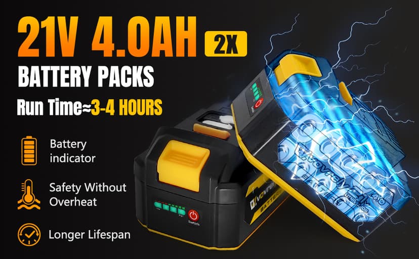 Cordless Impact Wrench 480 Ft-lbs(650N.m) High Torque 1/2 Inch, 3300RPM Brushless Electric Impact Gun, 2 * 4.0Ah Battery 4 Sockets 19 Drill Bits, 3 In 1 Impact Wrench for Car Home DIY