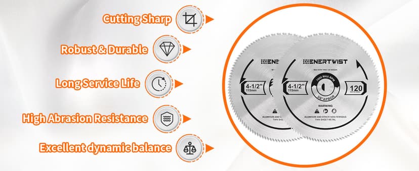 ENERTWIST 4-1/2 Inch 120T Circular Saw Blade 3/8 Inch (9.5mm) Arbor, Pack of 2-Pieces for Plywood, OSB, Paneling and Vinyl Siding Fast and Smooth Cutting Saw Blade