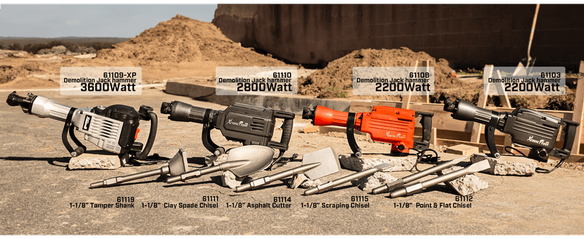 XtremepowerUS 2200W Demolition Electric Jack Hammer Power Drill Concrete Breaker Bar Point & Chisel Bits Chisel Set