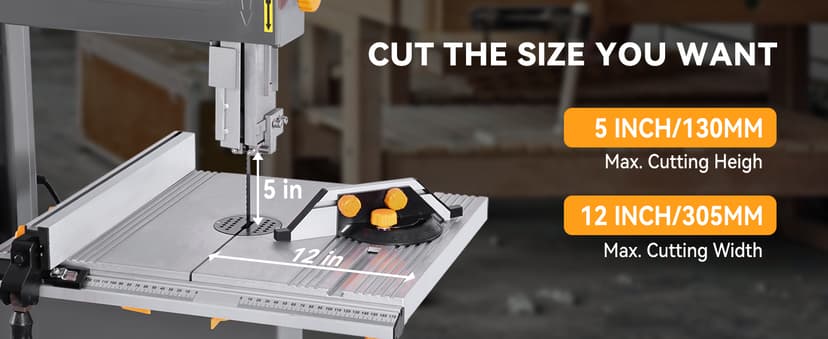 Hoteche 12-Inch Band Saw 7-Amp Two-Speed Benchtop with Stand for Woodworking and Metal Cutting, 1HP