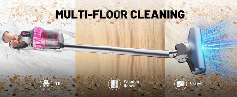 Cordless Vacuum Cleaner,Stick Vac with LED Screen,4 in 1 Mattress Vacuum, 1500mah Battery, Strong Suction,Suitable for Bed, car, Sofa, Carpet, pet Hair,Hardwood Floor