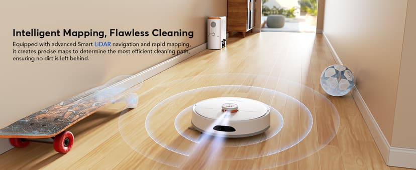 D20S Max+ Robot Vacuum and Mop, Specifically Handling Pet Hair Design, 6000Pa Max Suction, with Self-Empty Dock, 10 Weeks Hands-Free Cleaning, PreciSense LiDAR Navigation, App & Voice Control