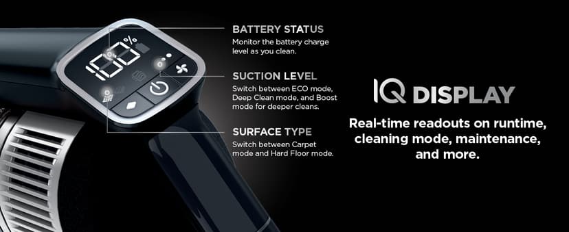 Shark Vertex Pro Cordless Vacuum Cleaner with HEPA Filter, Lightweight, Portable, Removable Handheld, Self Cleaning DuoClean PowerFins, 120-min Runtime, IQ Display, Black/Silver, IZ682H