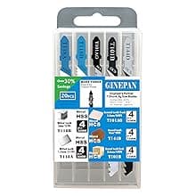 20PCS T Shank Jigsaw Blades Tool for Wood Plastic Metal Compatible with 90% Power Jig Saws Such as Bosch DEWALT RYOBI One+ Makita SKIL Black+Decker Includes 4 Each of T101B T101AO T144D T118A & T118B