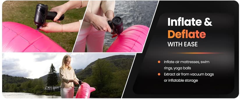 Hedgehog TurboVAC 3 in 1 Portable Car Vacuum Cleaner, Blower & Air Pump - Hand Held Vacuum Cleaner for Car with USB C Rechargeable, 14000PA Powerful Suction, Lightweight Dust Buster for Home & Outdoor