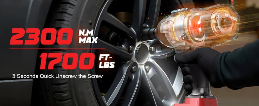 Cordless Impact Wrench 1/2 inch Compatible with Milwaukee 18v Battery, 1700 Ft-lbs High Torque Impact Driver, Electric Impact Gun with 4 Modes & LED Light for Car, Truck, Mower(Bare Tool)