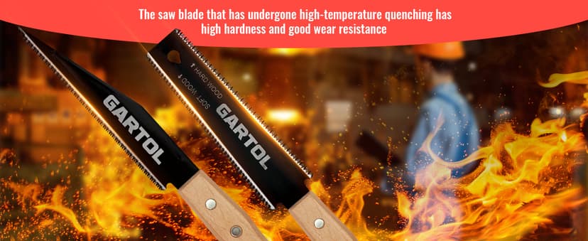 GARTOL Hand Saw for Wood Cutting, 2-Piece Japanese Pull Saw with 6-Inch Flush Cut & Double-Edged SK5 Flexible Blade & Wooden Handle, Precision Woodworking Tools for DIY, Crafting, Carpentry, Trim Work