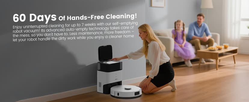 AIRROBO T30+ Robot Vacuum and Mop, 60-Day Self-Emptying, Proactive Intelligence Obstacle Avoidance, Carpet Detection, Tangle-Free Brush, 6000PA Suction, LDS Mapping, APP & Voice Control