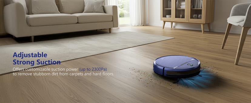 Robot Vacuum and Mop Combo, WiFi/App/Voice, Robotic Vacuum Cleaner with Schedule, 2 in 1 Mopping Robot Vacuum with Water Tank and Dustbin, Self-Charging, Slim, Ideal for Hard Floor, Pet Hair, Carpet
