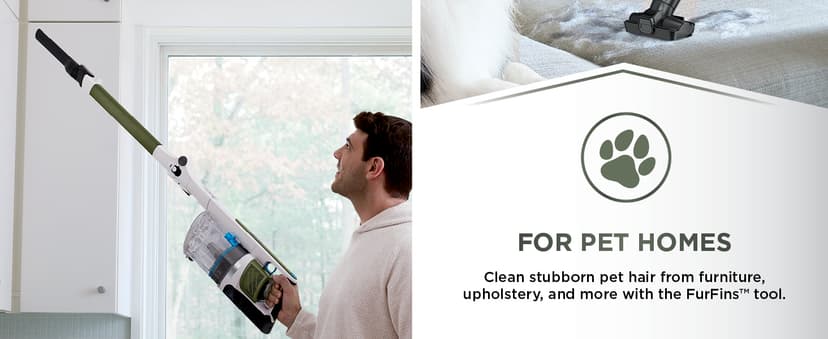 Shark PowerPro Flex Pet Plus Cordless Vacuum, FloorDetect Technology, MultiFLEX Wand, HEPA Filter, for Carpets & Hard Floors, Up to 50-Minute Runtime, Powerful Pet Hair Pickup, Olive, IZ387H