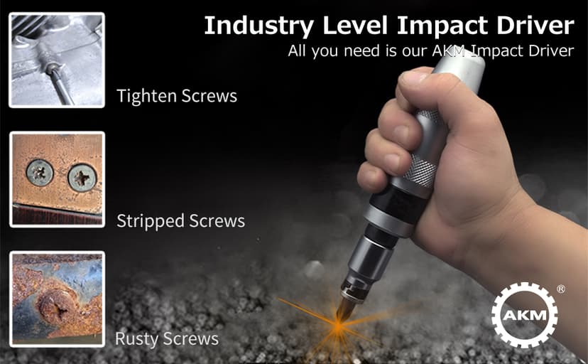 AKM 3/8" Hand Manual Reversible Impact Driver Set Extractor Impact Screwdriver S2 Steel Much More Durable Disengage Rusted Fasteners or Frozen Bolts