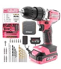 Hi-Spec Cordless Drill Set 50pc 12V Electric Power Driver in a Toolbox Case. Includes Rechargeable Battery, Power Screwdriver Bits, Wood, Metal, and Masonry Drill Bit Set Accessories