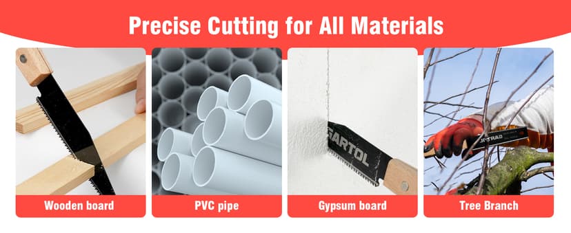 GARTOL Hand Saw for Wood Cutting, 2-Piece Japanese Pull Saw with 6-Inch Flush Cut & Double-Edged SK5 Flexible Blade & Wooden Handle, Precision Woodworking Tools for DIY, Crafting, Carpentry, Trim Work