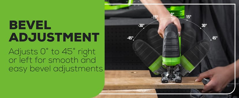 Greenworks 24V Brushless Cordless Jig Saw,3000 SPM,1 Inch Stroke Length Jigsaw with 6PCS Blades,4 Orbital Settings,45 Degree Cutting Angle,Tool-Free Blade Changing